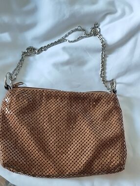 Sequined Chain-Handle Shoulder Bag in Copper Brown